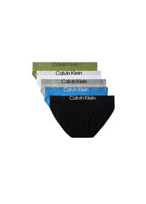 Bikinislip "BIKINI 5PK", Damen, Gr. S (36), 5 Stk., schwarz, poseidon blau, grau heather, cl, Webqualit&auml;t, Obermaterial: 95% Baumwolle, 5% Elasthan, Calvin Klein Underwear, k&ouml;rpernah, Unterhosen Bikinislip, Mit elastischem Bund