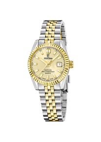 Quarzuhr Festina "Classic Steel", silberfarben, goldfarben, gelbgoldfarben, Armbanduhren, Damen, Quarzuhr, Armbanduhr, Damenuhr, Swiss Made, Edelstahlarmband, analog, Tag