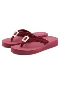 Badezehentrenner Lascana "Sandale, Badeschuh, Pantolette, Badelatsche, Flip Flop", Damen, Gr. 41, rot (bordeaux), Obermaterial: 100% Textilmaterial. Decksohle: 100% Synthetik. Futter: 100% Textilmaterial. Laufsohle: 100% Synthetik, unifarben, Schuhe Badezehentrenner, Zehentrenner mit Zier-Applikation VEGAN