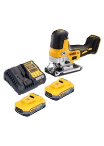 Dewalt, Stichs&auml;ge, DCS 335 H2 Akku Stichs&auml;ge 18 V 135 mm Brushless + 2x Powerstack Akku 5,0 Ah + Ladeger&auml;t