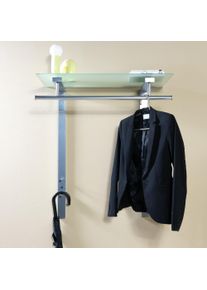 Garderobenleiste SPINDER DESIGN, silber, B:80cm H:90cm T:33cm, Glas, Metall, Garderobenhalter, Garderobenleiste, Metall, Funktional, 33 cm tief