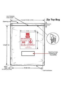 realspace Pro RS PRO, Verpackungsmaterial, ESD-sicherer Beutel, Reissverschluss, H. 75m (100 Stk.)