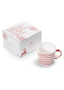 Gmundner Keramik Rotgeflammt Kaffeeh&auml;ferl (024 L), Tasse, Mehrfarbig, Weiss, Rot