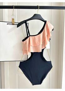 Figure-Flattering Color Block One Shoulder Bathing Suit