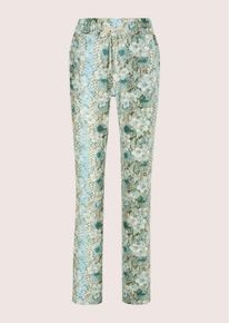 Madeleine Mode Jerseyhose MADELEINE "Jerseyhose Druckhose mit Animal- und Bl&uuml;tenprint", Damen, Gr. 46, N + K Gr, wei&szlig; (himmelblau, wollwei&szlig;, multicolor), Obermaterial: 97% Polyester PES. 3% Elasthan EL., Modern, schmal, Hosen Jerseyhose, JoggPant Style mit Allover Druck