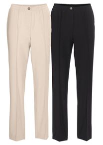 Schlupfhose GOLDNER "Kurzgr&ouml;&szlig;e Stretchhosen mit elastischem Bund", Damen, Gr. 20, K-Gr, schwarz (sand, schwarz), Obermaterial: 100% Polyester COOLMAX(R) PES(Coolmax)., normal, Hosen Schlupfhose, keine/nicht relevant
