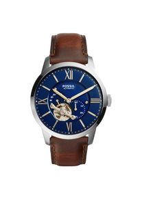 Fossil, Armbanduhr, Townsman, Braun, Blau, Transparent, Silber, (Analoguhr, Skeleton-Uhr, 44 mm)