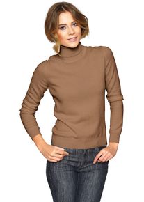 Rollkragenpullover "Rollkragenpullover", Damen, Gr. 42/44, braun (camel), 100% Kaschmir, Linea Tesini BY HEINE, unifarben, Pullover Rollkragenpullover