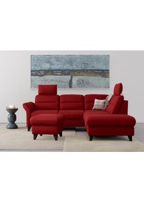 Sit & More Ecksofa SIT & MORE "Mellum L-Form", rot (bordeaux), B:253cm H:87cm T:212cm, 100% Polyester, Sofas, Ecksofa, Federkern, wahlweise mit Schlaffunktion, Stauraum und Armteilfunktion