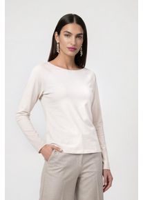 Langarmshirt monari "Basic", Damen, Gr. 44, pearly, Jersey, Obermaterial: 45% Modal, 45% Viskose, 10% Elasthan, unifarben, Basic h&uuml;ftlang, Rundhals, Raglan&auml;rmel abgesteppte Kante, Shirts Langarmshirt, aus weichem Viskose-Modal-Mix, Rundhals