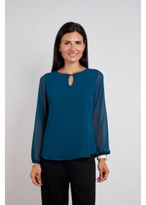 Langarmbluse Seidel Moden, Damen, Gr. 38, 76,petrol, Single Jersey, Obermaterial: 100% Polyester. Futter: 95% Viskose, 5% Elasthan, Basic, loose fit h&uuml;ftbedeckend, Rundhals, elastischer Bund, Blusen Langarmbluse, MADE IN GERMANY