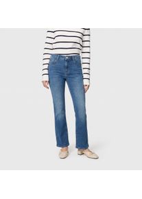Bootcut-Jeans MAC "LAURA", Damen, Gr. 44, L&auml;nge 34, mid blau use washed, Denim/Jeans, Obermaterial: 91% Baumwolle, 7% Elastomultiester, 2% Elasthan, lang, Jeans Bootcut-Jeans, Figurformende Denim-Qualit&auml;t