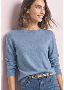 Strickpullover Street One, Damen, Gr. 38, northern blau, Strick, Obermaterial: 60% Viskose, 40% Baumwolle, unifarben, normal h&uuml;ftbedeckend, U-Boot-Ausschnitt, B&uuml;ndchen, Pullover Strickpullover, Feinstrick mit U-Boot-Ausschnitt / Viskose