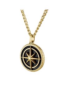 Kette mit Anh&auml;nger BOSS "NORTH", gelbgoldfarben, schwarz, Halsketten, Damen, Edelstahl, L: 56 B: 3mm, Kette mit Anh&auml;nger, B:3mm
