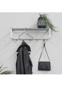 Garderobenleiste SPINDER DESIGN "REX", silber (silberfarben), B:70cm H:19cm T:29cm, Stahl, Garderobenhalter, Garderobenleiste, Wandgarderobe aus Stahl mit Hutablage und 5 bzw. 7 Haken