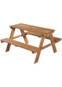 Kindersitzgruppe Roba "Picknick for 4 Outdoor Deluxe, Teakholz-Optik", braun (teakholz, optik), Sitzm&ouml;bel-Sets, Kinder, B/H/T: 89cm x 50cm x 84,5cm, Massivholz, Kindersitzgruppe, mit abgerundeten Ecken, B:89cm H:50cm T:84,5cm
