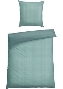 Wendebettw&auml;sche Schiesser "Lucy aus weicher Baumwolle im schlichten Minimaldessin", gr&uuml;n, B/L: 155cm x 220cm, 1 Stk., 1 Stk., Feinbiber, B/L: 80cm x 80cm, 2 Stk., Feinbiber, Obermaterial: 100% Baumwolle, Bettw&auml;sche, Wendebettw&auml;sche, MADE IN GREEN by OEKO-TEX-zertifiziert