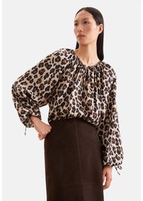 Schlupfbluse Seidensticker, Damen, Gr. 3XL (46), bunt (beige), 100% Viskose, gemustert, regular fit, Rundhals, Blusen Schlupfbluse, 1/1 Rundhals Druck