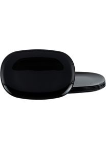 Steakteller Luminarc "Essteller Italien Party", schwarz, B:24,5cm L:34cm, Glas, Speiseteller, Steakteller, Teller Set f&uuml;r 6 Personen, extra resistent, schwarz, Opalglas