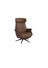 Relaxsessel FLEXLUX "Clement elektrischer Funktionsessel", braun (modern cognac braun), B:81cm H:111cm T:90cm, Sessel, Relaxsessel, Gr&ouml;&szlig;e M, R&uuml;cken & Fu&szlig;teil elektrisch, Akku, Arml. Walnuss, Fu&szlig; schwarz