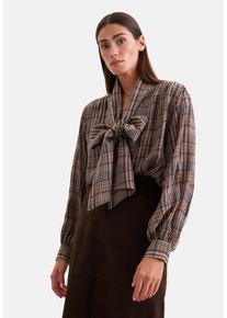 Schluppenbluse Seidensticker, Damen, Gr. 4XL (48), braun, Blusen Schluppenbluse, 1/1 Karo