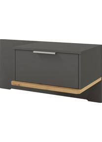 Nachtschrank Musterring "Isabelle", grau (graphit, dekor), B:90cm H:43cm T:47cm, Holzwerkstoff, Schr&auml;nke, Nachtschrank, verschiedene Farben, Unterboden in Eiche, Ma&szlig;e B50/90 x H43 x T47 cm