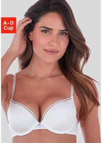 Push-up-BH s.Oliver "Schalen-BH, B&uuml;gel-BH, T-Shirt-BH, Elina", Damen, Gr. 85, Cup D, wei&szlig; (creme), Microtouch, Obermaterial: 60% Polyamid, 35% Polyester, 5% Elasthan, Basic, BHs Push-up-BH, mit herausnehmbaren Kissen, Dessous