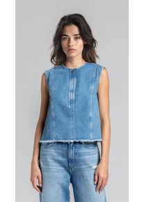 JOOP! Jeansbluse JOOP "Ute", Damen, Gr. XS, blau (light blau), Denim/Jeans, Obermaterial: 100% Baumwolle, normal, Rundhals, Blusen Jeansbluse, Topseller