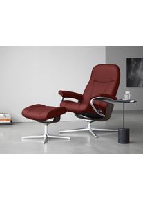 Relaxsessel stressless "Consul", rot (cherry paloma), B:78cm H:97cm T:70cm, Leder PALOMA: PALOMA ist ein durchgef&auml;rbtes Semianilin-M&ouml;belleder mit nat&uuml;rlicher Narbung., Sessel, Relaxsessel, mit Cross Base, Gr&ouml;&szlig;e S, M & L, Holzakzent Wenge