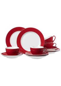 Ritzenhoff & Breker Geschirr-Set RITZENHOFF & BREKER "Kaffeeservice Doppio 12er Set", rot, 12, Porzellan, Geschirr-Sets, Geschirr-Set, Sp&uuml;lmaschinengeeignet, Sp&uuml;lmaschinenfest
