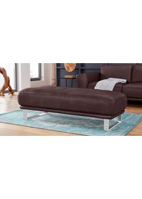 Hocker W.Schillig "montanaa", braun (mocca z69), B:141cm H:42cm T:61cm, Hocker, Hocker, mit Metallkufen in Chrom gl&auml;nzend, Breite 141 cm