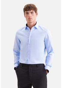 Businesshemd Seidensticker "Schwarze Rose", Herren, Gr. XL (43), verl&auml;ngerte &Auml;rmell&auml;ngen, blau, Hemden Businesshemd, Shaped 1/1 Extra lang Kentkragen Uni