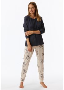 Pyjama uncover by Schiesser "UNCOVER Nightwear", Damen, Gr. 38, 808, blau, Obermaterial: 100% Baumwolle, Homewear-Sets Pyjama