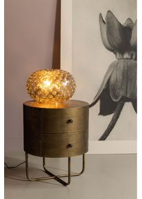 Beistelltisch Woood "Glossy Metall Antique-Brass-Beschichtung, H 48 x B 39 x T 39 cm", gold (goldfarben), Tische, Beistelltisch, Zwei Schubladen ohne Schienen, pfleigleicht, fertig montiert geliefert