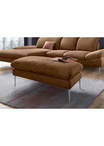 Hocker W.Schillig "enjoy&MORE", braun (chocolate s37), B:106cm H:45cm T:71cm, Chenille-Flachgewebe R66 (85% Polyester, 15% Nylon);Longlife Xtra-Leder Z59: Glattleder mit modischer Pr&auml;gung. Hautst&auml;rke 0, 9 - 1, 1 mm;Stoff S37 (100% Polyester), Hocker, Hocker, F&uuml;&szlig;e silber matt, Breite 106 cm