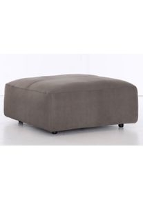 Hocker Musterring "LUCIA", braun (fango crona), B:100cm H:43cm T:100cm, Flachgewebe VALMONT (60% Baumwolle/40% Leinen);Leder PURO, pigmentiertes Leder;Microfaser CRONA (100% Polyester);Flachgewebe FLORIS (100% Polyester);Leder BAX, pigmentiertes Leder, Hocker, Hocker