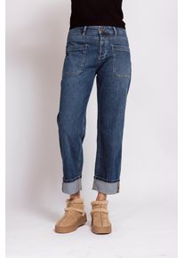 Weite Jeans Zhrill "KARLI", Damen, Gr. 25, N-Gr, blau, Denim/Jeans, Obermaterial: 99% Baumwolle, 1% Elasthan, unifarben, weit lang, Jeans Weite Jeans, Jeans mit Aufschlag, aus Baumwollmischung mit Elasthan