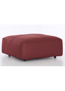 Hocker Musterring "LUCIA", rot (cherry puro), B:100cm H:43cm T:100cm, Flachgewebe VALMONT (60% Baumwolle/40% Leinen);Leder PURO, pigmentiertes Leder;Microfaser CRONA (100% Polyester);Flachgewebe FLORIS (100% Polyester);Leder BAX, pigmentiertes Leder, Hocker, Hocker