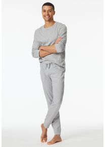 Pyjamahose Schiesser "Mix+Relax", Herren, Gr. 56, N-Gr, 202, grau, meliert, Single Jersey, Obermaterial: 100% Baumwolle, lang, Hosen Pyjamahose, Reine Baumwolle, seitliche Taschen, Bindeband