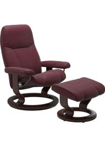 Relaxsessel stressless "Consul", rot (bordeaux batick), B:85cm H:100cm T:77cm, Leder BATICK: BATICK ist ein leicht korrigiertes, durchgef&auml;rbtes und genarbtes M&ouml;belleder, bei dem die meisten Unebenheiten und Spuren in der Regel entfernt wurden.;Leder PALOMA: PALOMA ist ein durchgef&auml;rbtes Semianilin-M&ouml;belleder mit nat&uuml;rlicher Narbung.;ROHLEDER Stoff Q2 FARON: Ein fester zuverl&auml;ssiger Boucl&eacute; mit eine