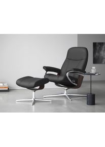Relaxsessel stressless "Consul", grau (rock paloma), B:82cm H:102cm T:72cm, Leder PALOMA: PALOMA ist ein durchgef&auml;rbtes Semianilin-M&ouml;belleder mit nat&uuml;rlicher Narbung., Sessel, Relaxsessel, mit Cross Base, Gr&ouml;&szlig;e S, M & L, Holzakzent Wenge