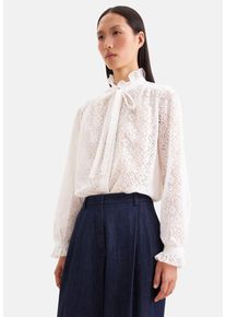 Klassische Bluse Seidensticker, Damen, Gr. 4XL (48), wei&szlig; (ecru), Blusen Klassische Bluse, 1/1 Stehkragen Uni