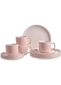 Ritzenhoff & Breker Kaffeeservice RITZENHOFF & BREKER "Geschirr-Set, Service Jasper", rosa, 12 Stk., Steinzeug, Geschirr-Sets, Kaffeeservice, Scandic Style, 12 Teile, f&uuml;r 4 Personen