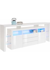 borchardt M&ouml;bel Sideboard BORCHARDT M&Ouml;BEL "Rosario", wei&szlig; (wei&szlig; hochglanz), B:220cm H:88cm T:35cm, Sideboards, Sideboard, Breite 220 cm