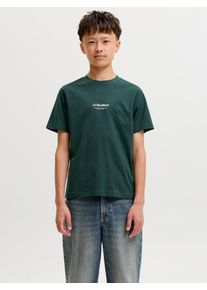 Jack & Jones Rundhalsshirt JACK & JONES JUNIOR "JJESOHO TEE SS CREW NECK NOOS JNR", Jungen, Gr. 140, gr&uuml;n (scarab), Single Jersey, Obermaterial: 100% Baumwolle, bedruckt, regular fit normal, Rundhals, Shirts Rundhalsshirt, Baumwolle, locker geschnitten