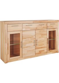 Highboard VOGL M&Ouml;BELFABRIK "Toronto", beige (kernbuche teilmassiv), B:182cm H:107cm T:42cm, Sideboards, Highboard, opt. Glast&uuml;ren, teilmassiv, Rahmenoptik, Made in Germany
