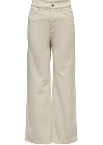 Cordhose Only "ONLHOPE GLOBAL HW WIDE CORD PNT NOOS", Damen, Gr. 38, L&auml;nge 32, beige (oatmeal), Cord, Obermaterial: 98% Baumwolle, 2% Elasthan, lang, Hosen Cordhose, Baumwollmischung
