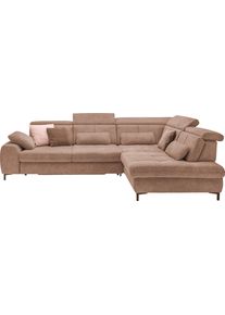 Ecksofa "SO 3400 Sitzh&ouml;he 47cm oder 49cm, Sitztiefe verstellbar, B/T 317/220 cm", braun (famosa siena), B:317cm H:84cm T:220cm, 100% Polyester, SET ONE BY Musterring, Sofas, Ecksofa, Kaltschaumpolsterung, Flachgewebe, whlw. mit Funktionen, Sitzh&ouml;he 47