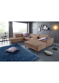Sit & More Wohnlandschaft SIT & MORE "Percy U-Form", beige, B:343cm T:235cm, Sofas, Wohnlandschaft, 15 cm Fu&szlig;h&ouml;he, Sitztiefenverstellung, wahlweise in 2 Fu&szlig;farben