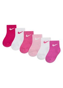 Socken Nike Sportswear "NHN SWOOSH 6PK INFANT ANKLE SO", M&auml;dchen, Gr. 68, vivid pink, Obermaterial: 52% Baumwolle, 43% Polyester, 5% Elasthan, Socken Socken, f&uuml;r Babys, 6er-Set, weiches, elastisches Material, elastischer Bund